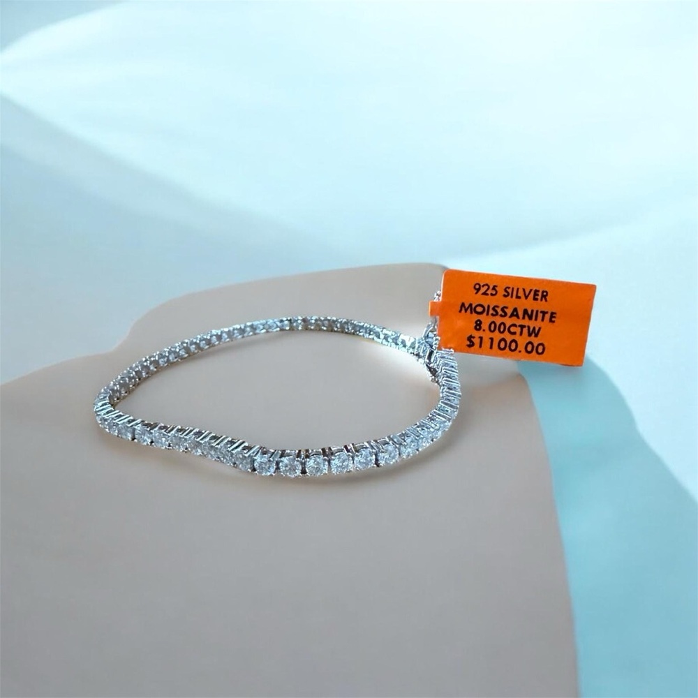 NWT 925 SILVER MOISSANITE 8.00CTW 7” 3MM TENNIS BRACELET